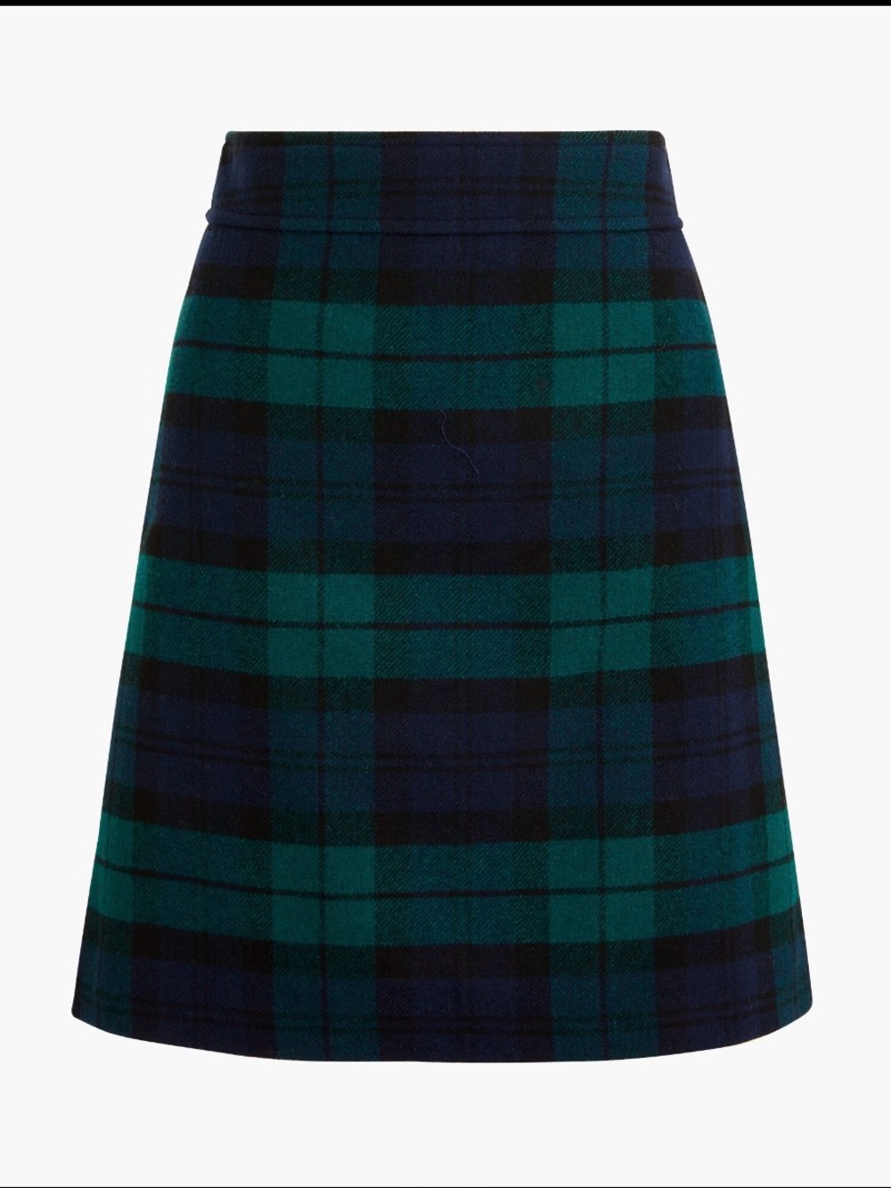 J. Crew Wool-Blend A-Line Mini Skirt in Black Watch Plaid